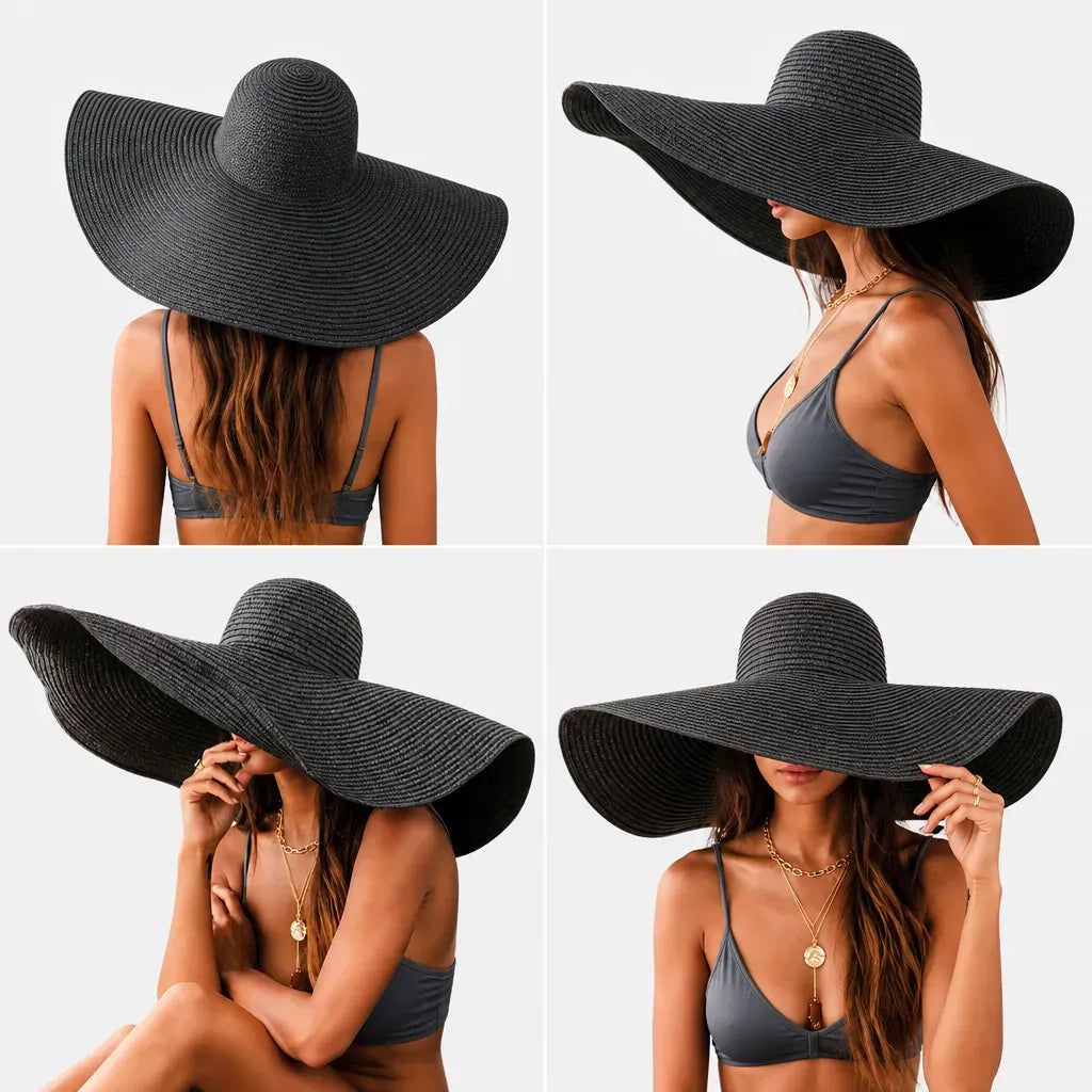 La boîte à chapeaux Chapeau Paille Pliable Femme - Grand Format 70cm pour Voyage