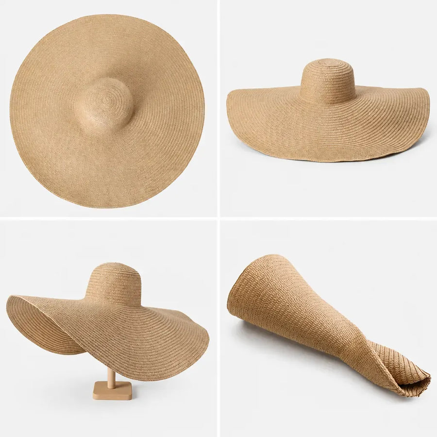 La boîte à chapeaux Chapeau Paille Pliable Femme - Grand Format 70cm pour Voyage