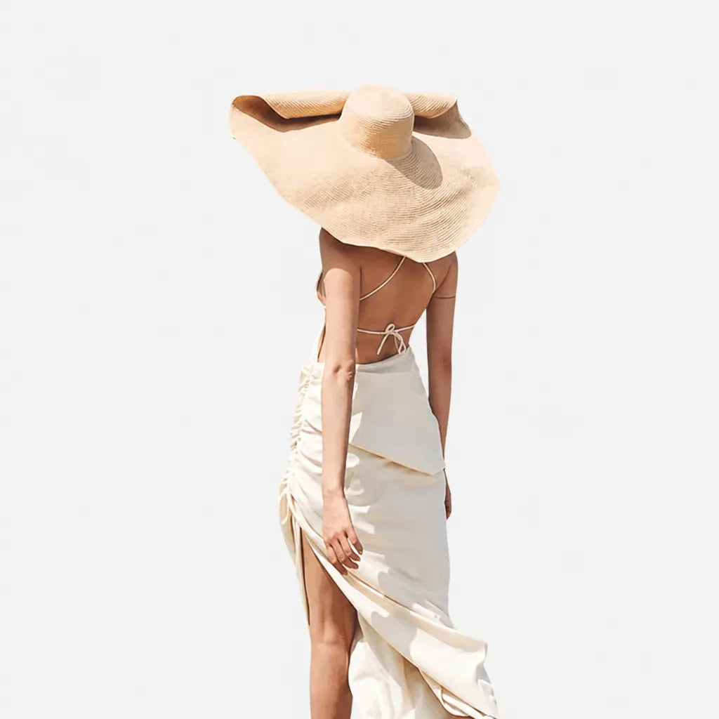La boîte à chapeaux Chapeau Paille Pliable Femme - Grand Format 70cm pour Voyage