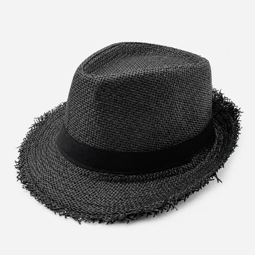 La boîte à chapeaux Chapeau Paille Trilby Homme - Effiloche Respirant Style Jazz