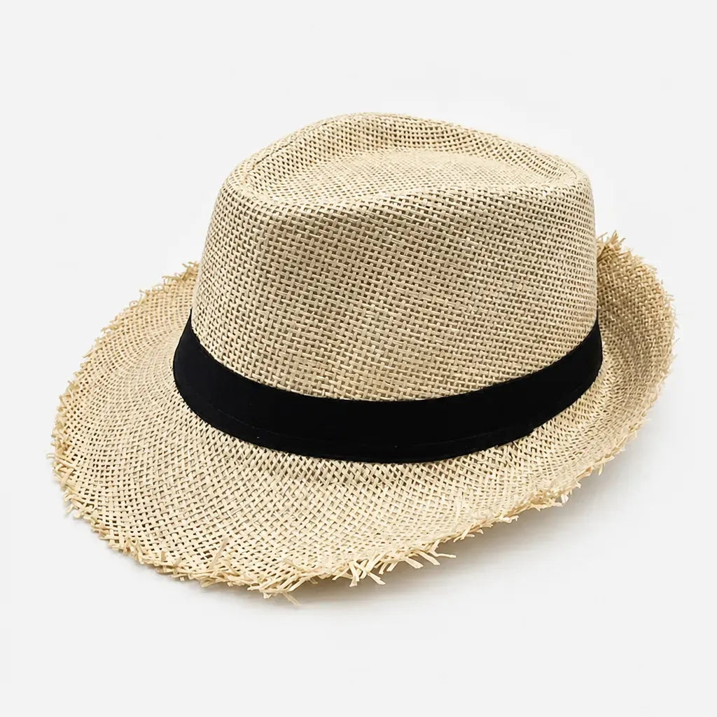 La boîte à chapeaux Chapeau Paille Trilby Homme - Effiloche Respirant Style Jazz