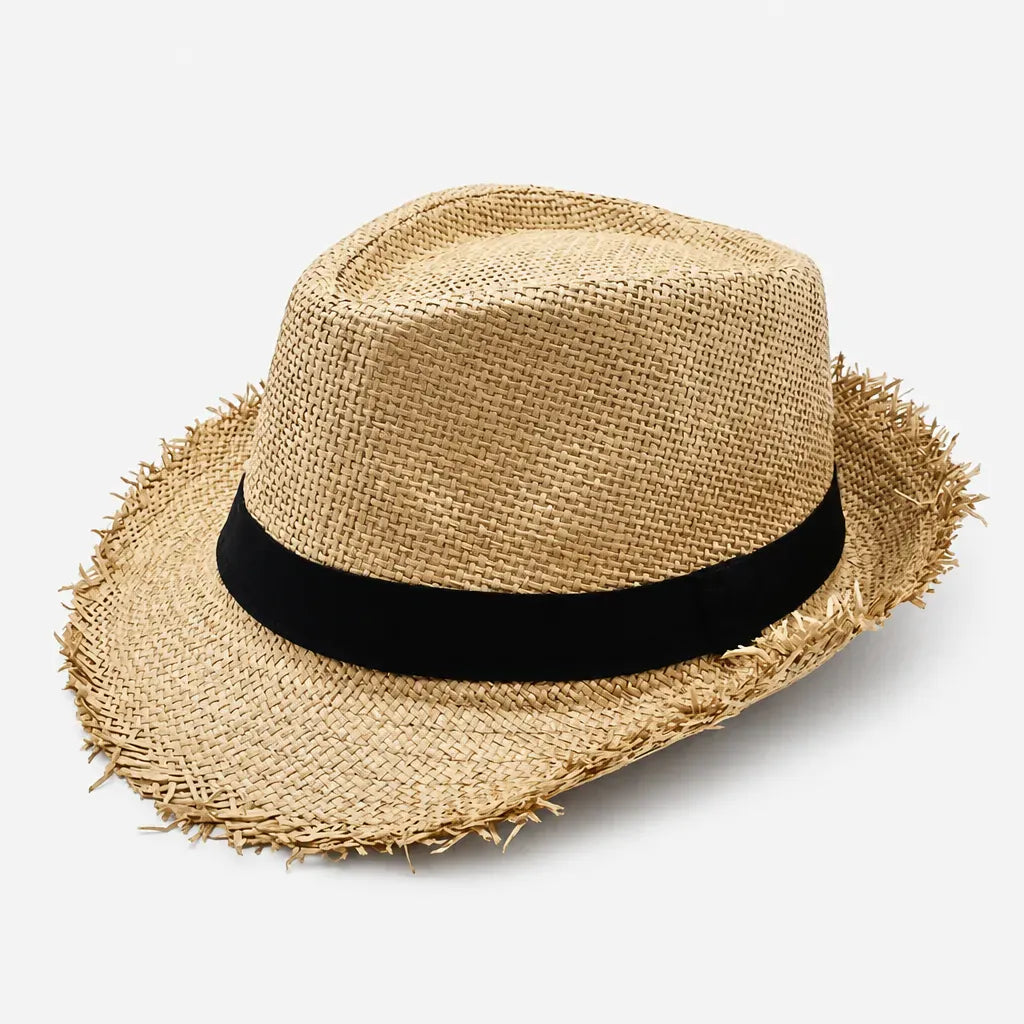 La boîte à chapeaux Chapeau Paille Trilby Homme - Effiloche Respirant Style Jazz