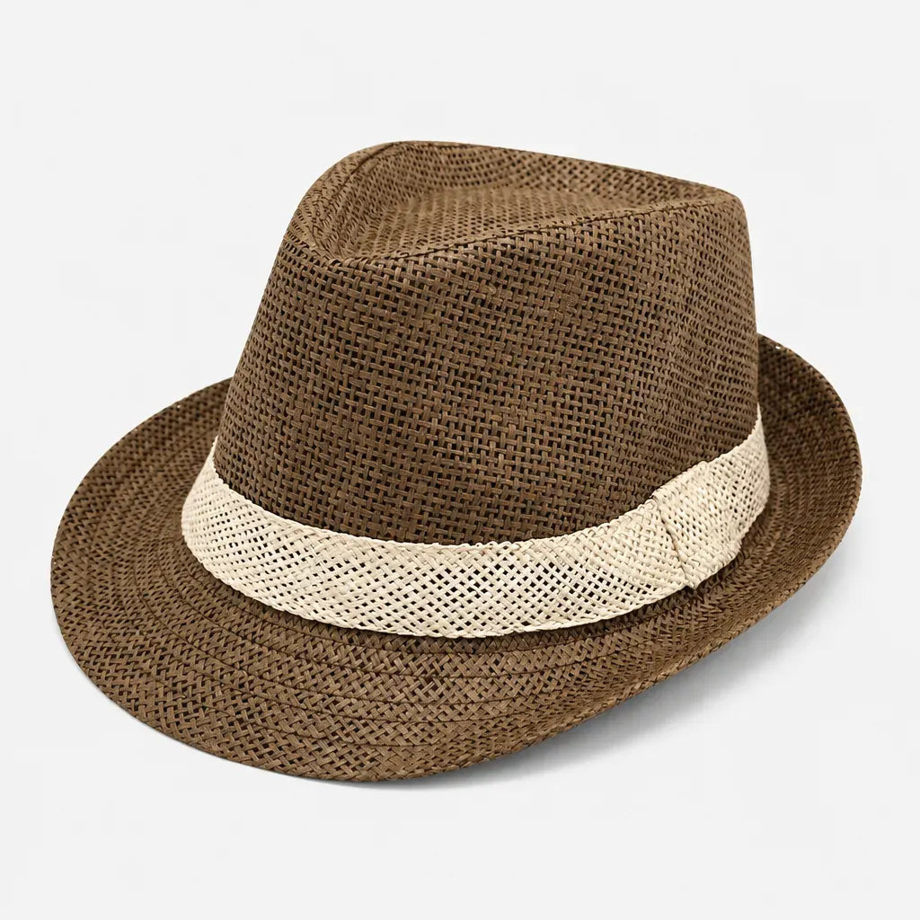 La boîte à chapeaux Chapeau Paille Trilby Homme - Effiloche Respirant Style Jazz