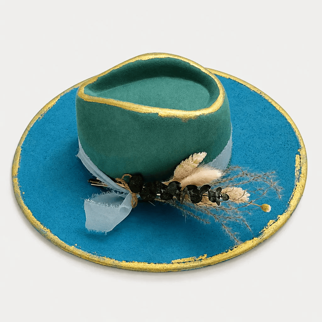 La boîte à chapeaux Chapeau Plume - Fedora Large Bord Retro Style Jazz et Western