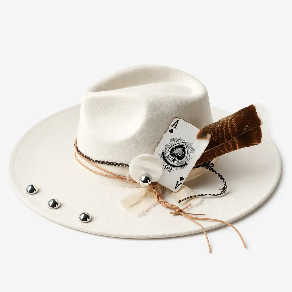 La boîte à chapeaux Chapeau Plume - Fedora Large Bord Retro Style Jazz et Western