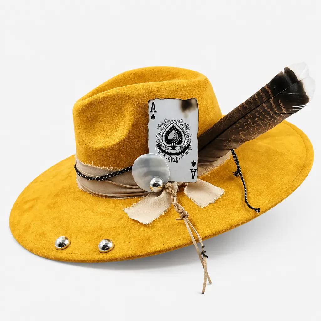 La boîte à chapeaux Chapeau Plume - Fedora Large Bord Retro Style Jazz et Western