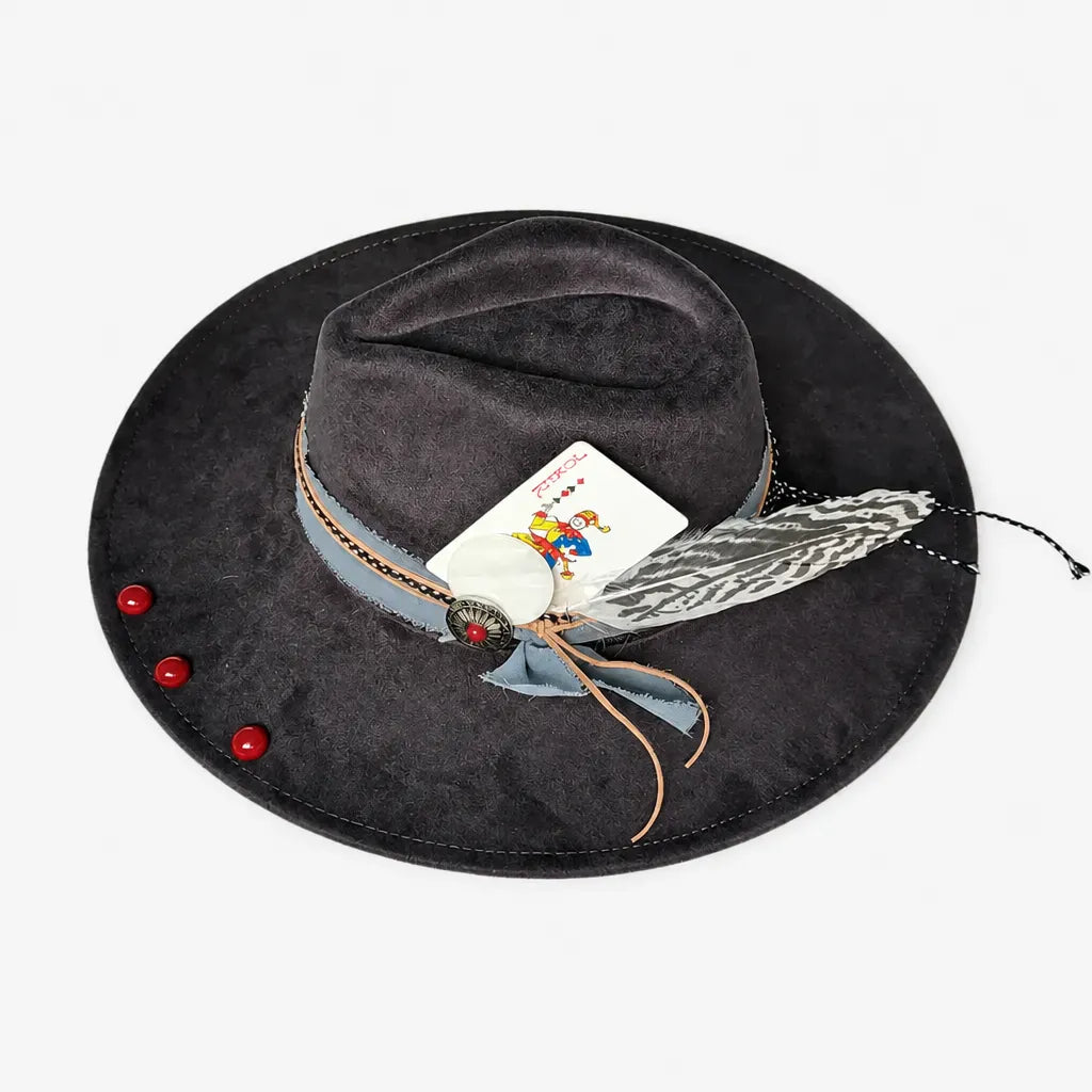 La boîte à chapeaux Chapeau Plume - Fedora Large Bord Retro Style Jazz et Western