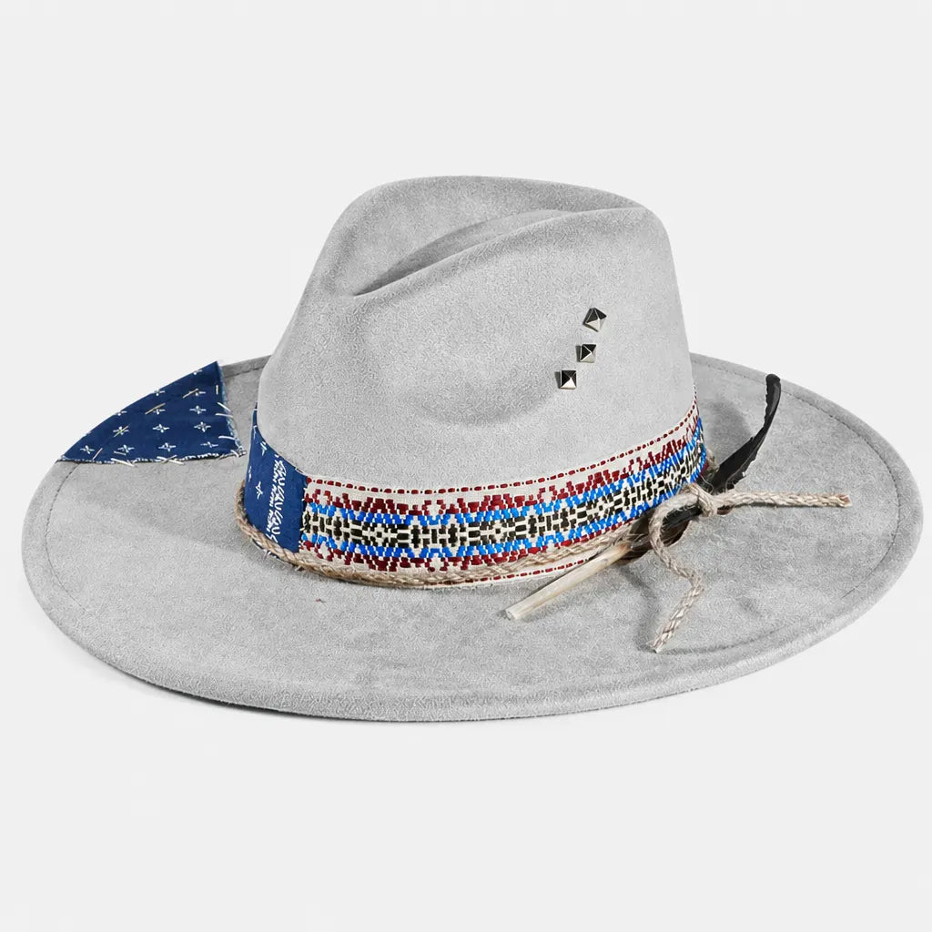 La boîte à chapeaux Chapeau Plume - Fedora Large Bord Retro Style Jazz et Western
