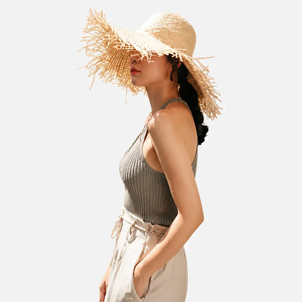 La boîte à chapeaux Chapeau Raphia Femme - Grand Bord Fait Main pour Vacances