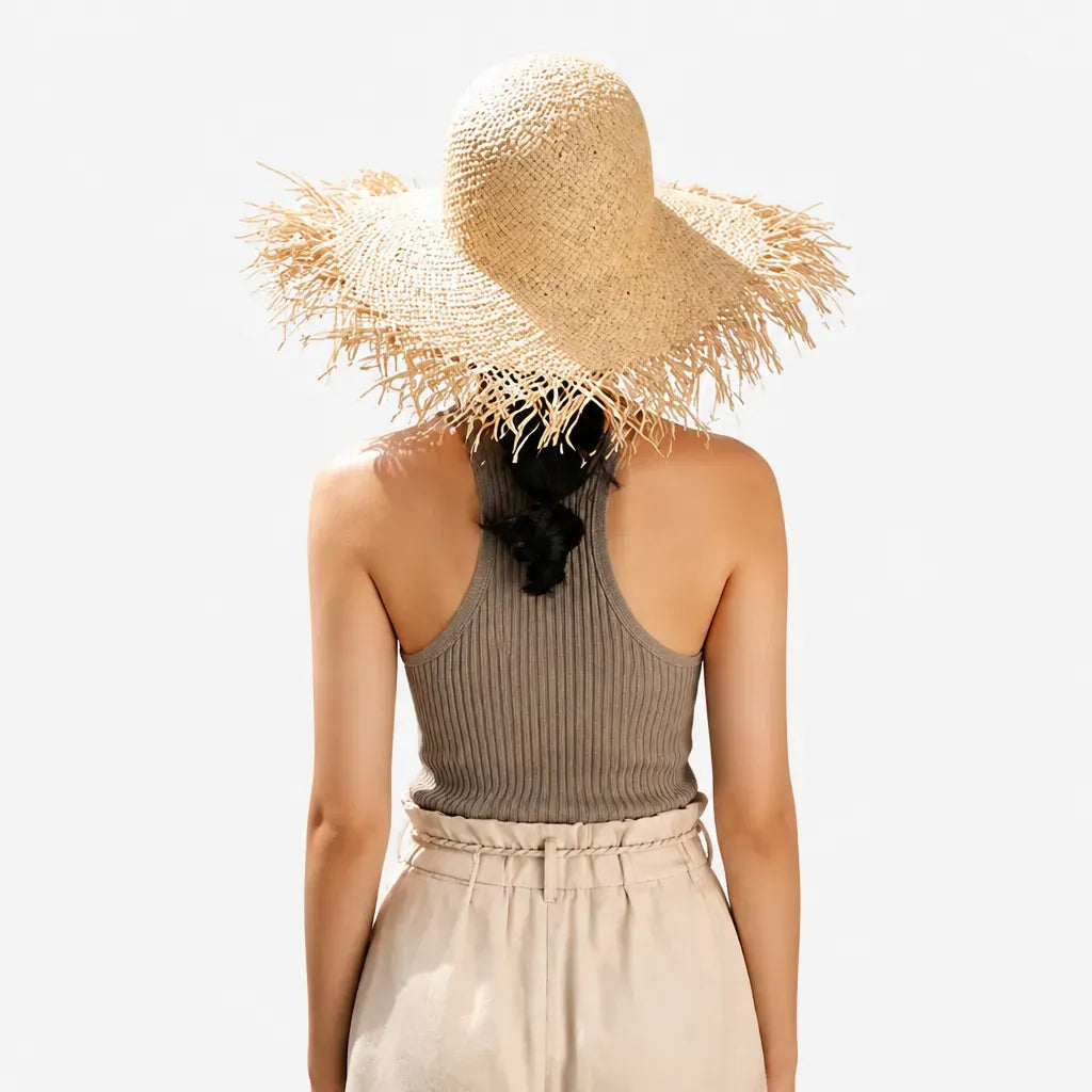 La boîte à chapeaux Chapeau Raphia Femme - Grand Bord Fait Main pour Vacances