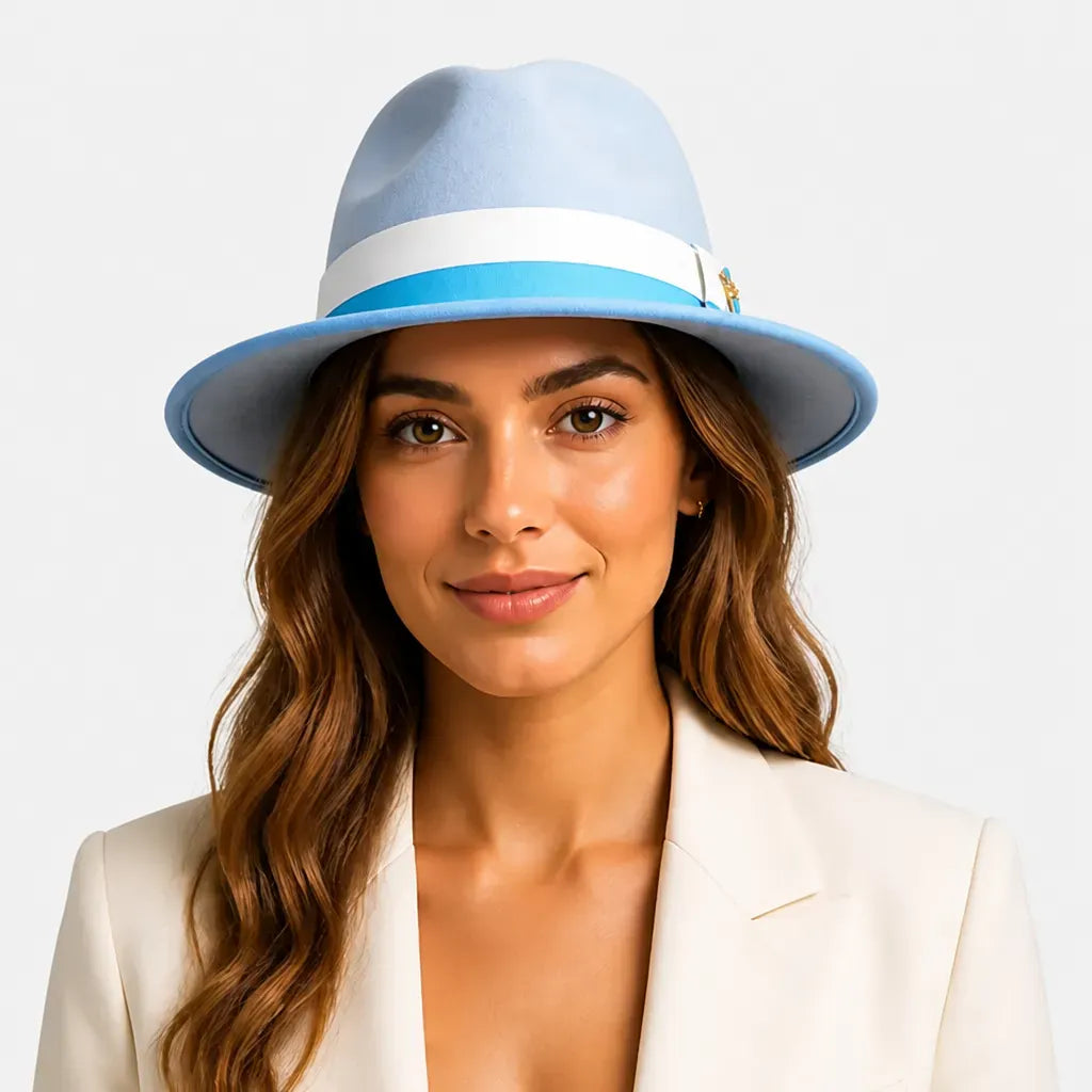 La boîte à chapeaux Chapeau Retro Femme - Caramel Bord Courbe avec Noeud
