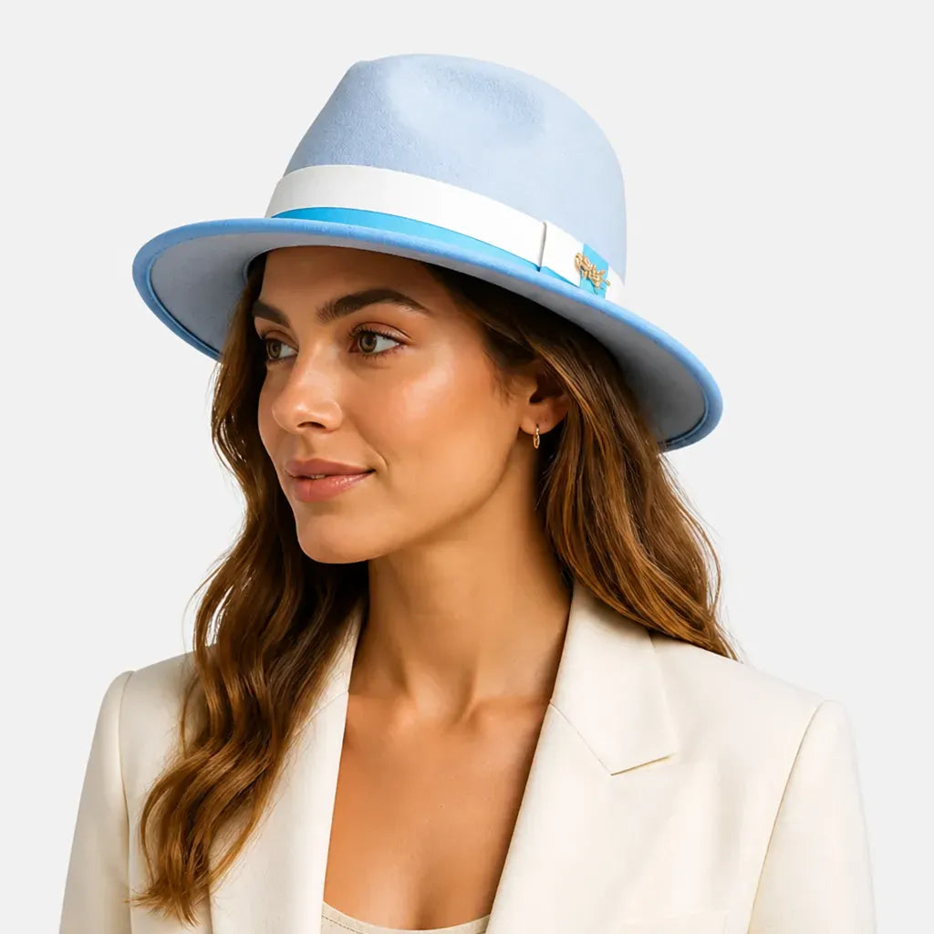 La boîte à chapeaux Chapeau Retro Femme - Caramel Bord Courbe avec Noeud