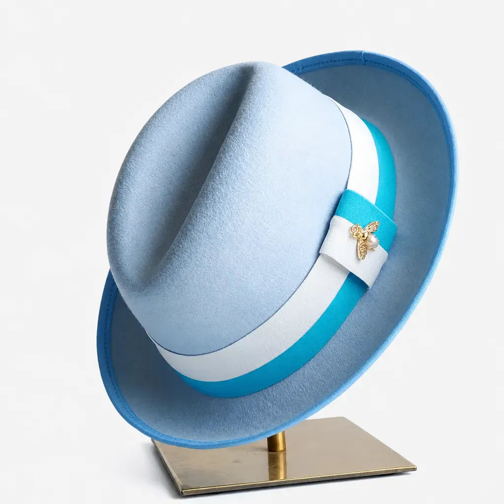 La boîte à chapeaux Chapeau Retro Femme - Caramel Bord Courbe avec Noeud