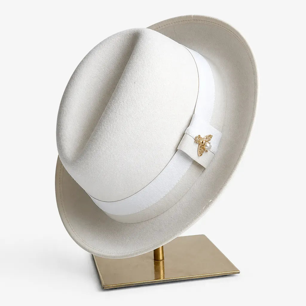 La boîte à chapeaux Chapeau Retro Femme - Caramel Bord Courbe avec Noeud
