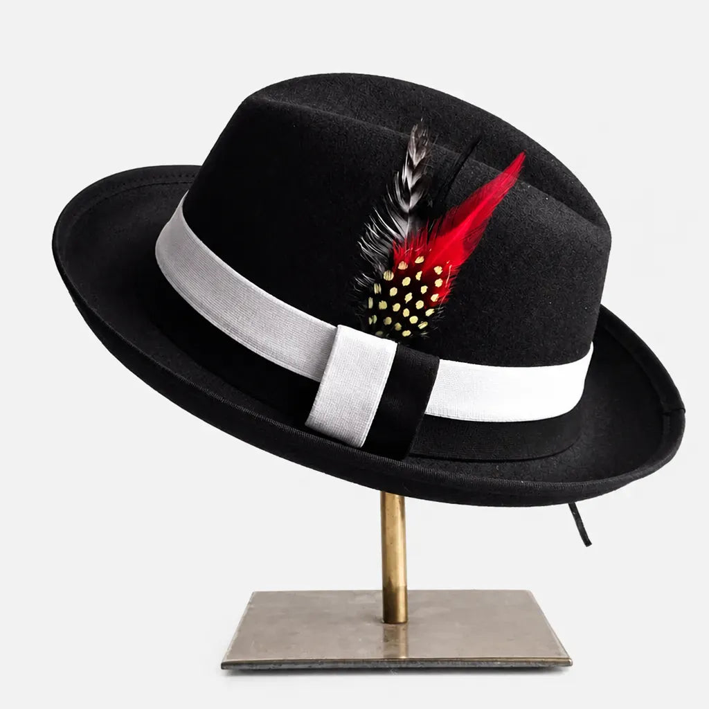 La boîte à chapeaux Chapeau Retro Femme - Caramel Bord Courbe avec Noeud