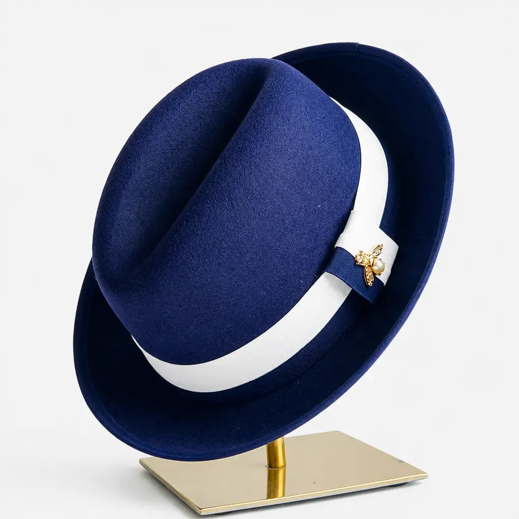 La boîte à chapeaux Chapeau Retro Femme - Caramel Bord Courbe avec Noeud