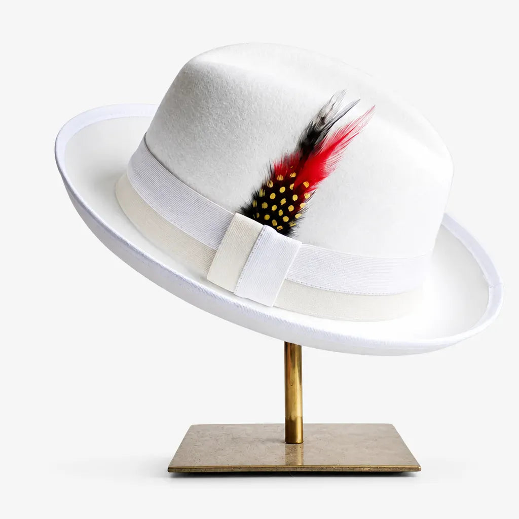 La boîte à chapeaux Chapeau Retro Femme - Caramel Bord Courbe avec Noeud