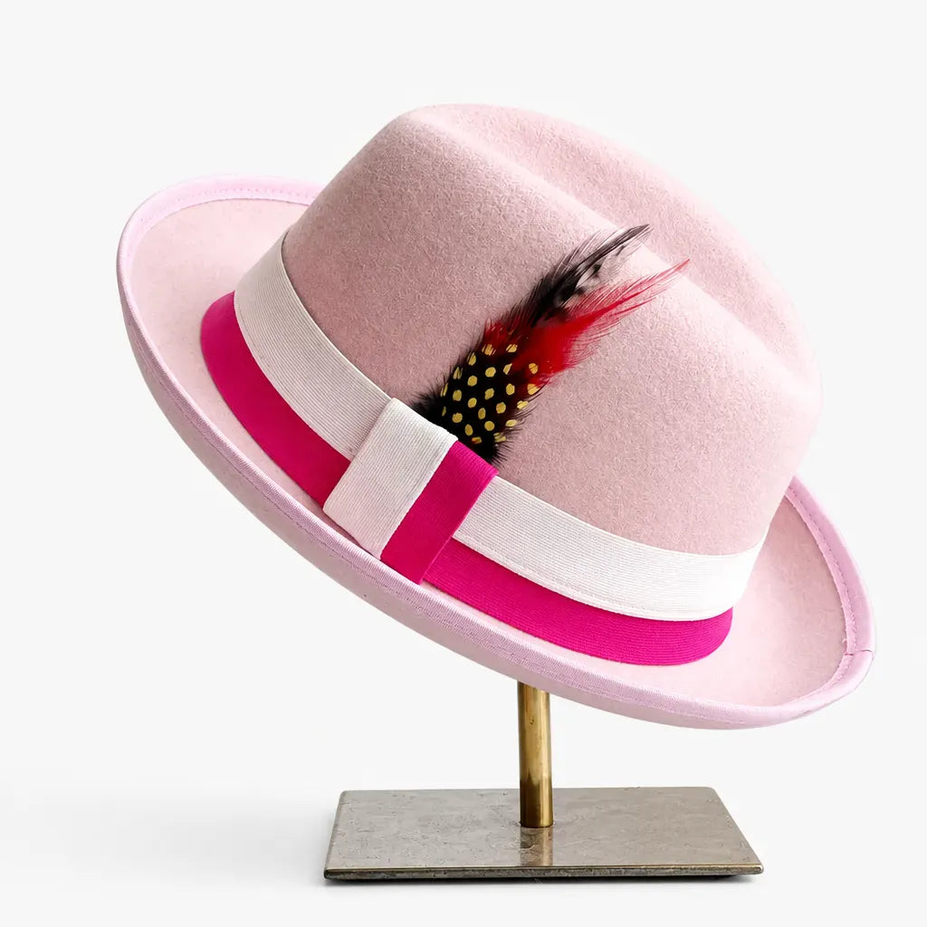 La boîte à chapeaux Chapeau Retro Femme - Caramel Bord Courbe avec Noeud