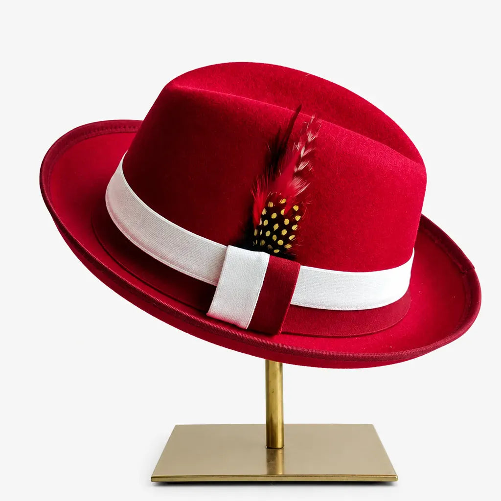 La boîte à chapeaux Chapeau Retro Femme - Caramel Bord Courbe avec Noeud
