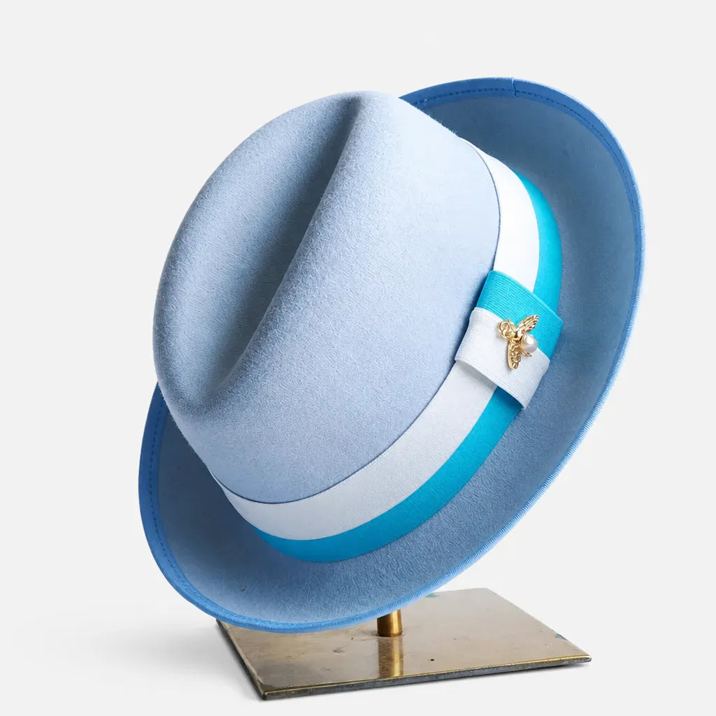 La boîte à chapeaux Chapeau Retro Femme - Caramel Bord Courbe avec Noeud