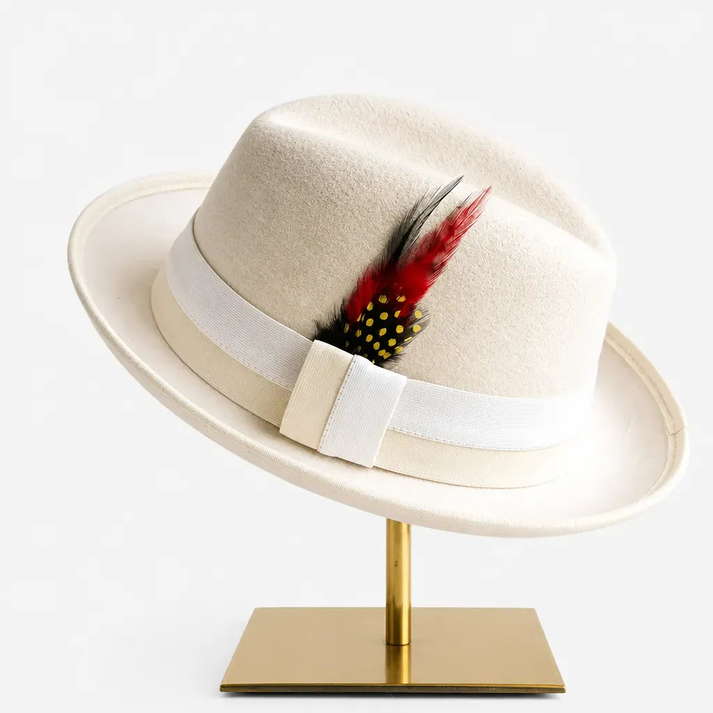 La boîte à chapeaux Chapeau Retro Femme - Caramel Bord Courbe avec Noeud
