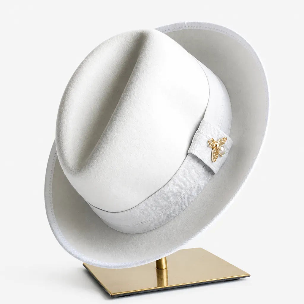 La boîte à chapeaux Chapeau Retro Femme - Caramel Bord Courbe avec Noeud
