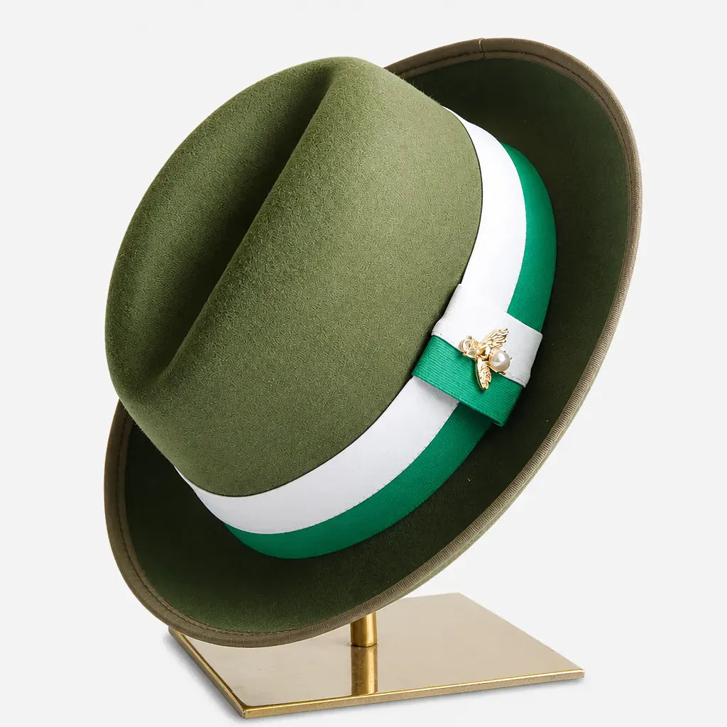 La boîte à chapeaux Chapeau Retro Femme - Caramel Bord Courbe avec Noeud