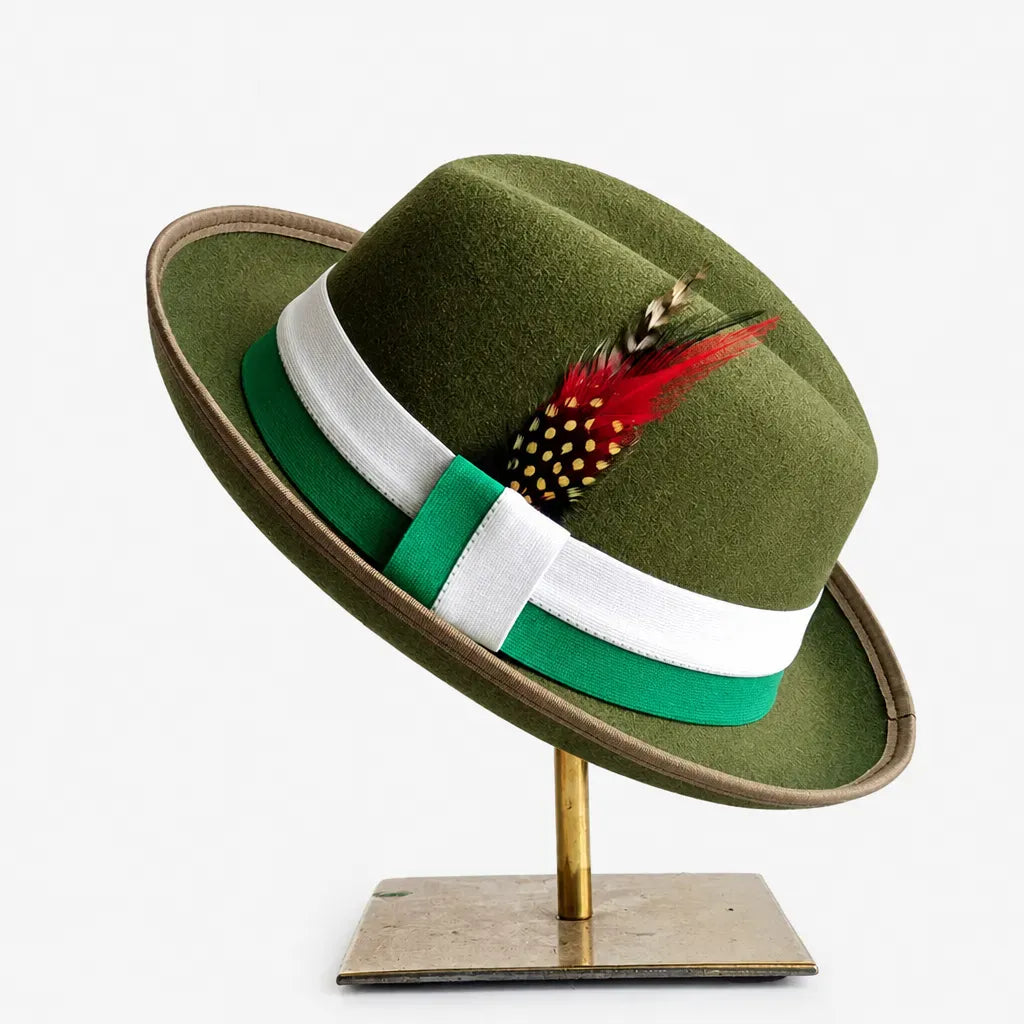 La boîte à chapeaux Chapeau Retro Femme - Caramel Bord Courbe avec Noeud