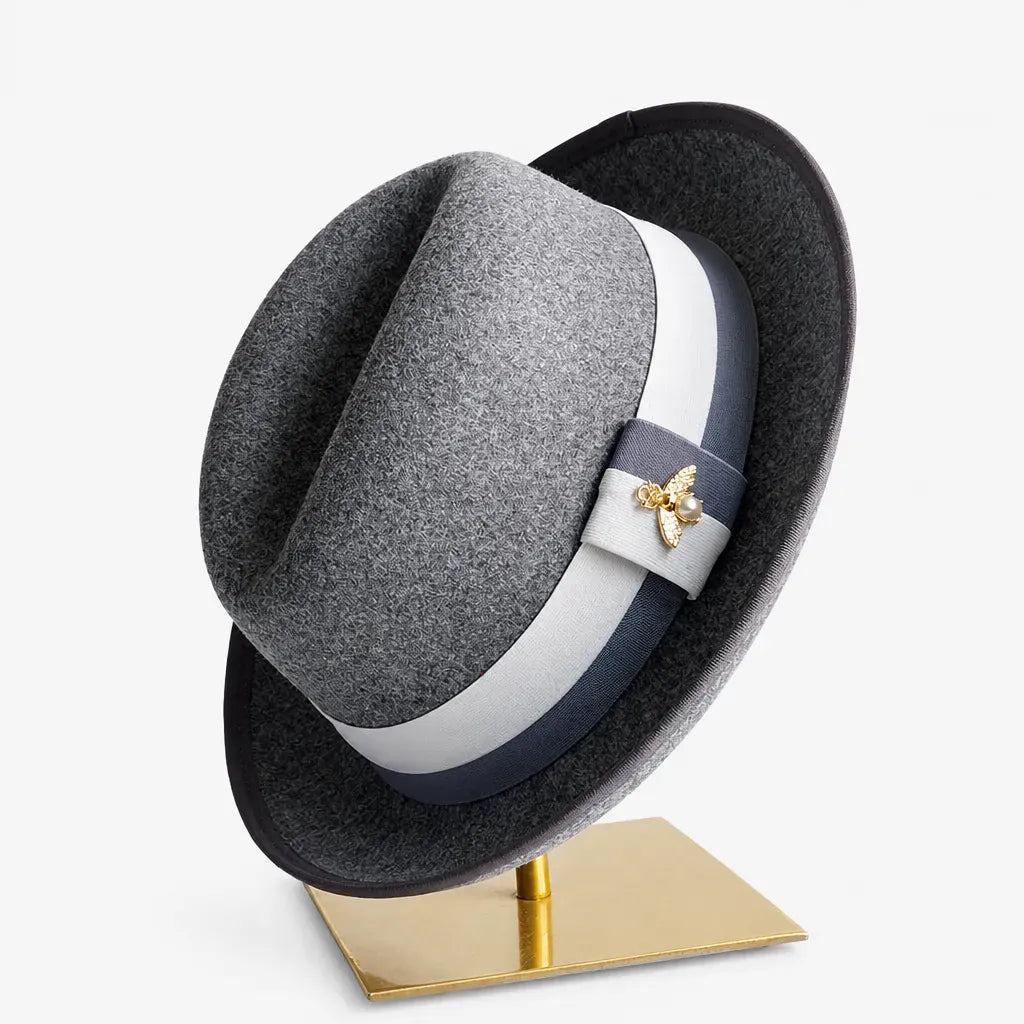 La boîte à chapeaux Chapeau Retro Femme - Caramel Bord Courbe avec Noeud