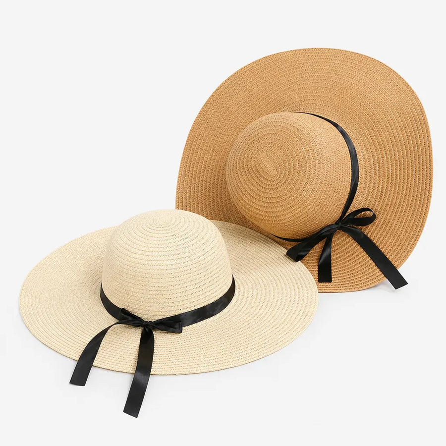 La boîte à chapeaux Chapeau Soleil Femme - Paille Pliable avec Noeud Ete
