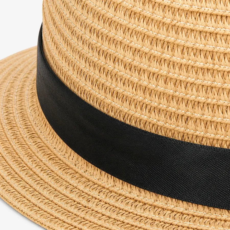 La boîte à chapeaux Chapeau Soleil Femme - Paille Pliable avec Noeud Ete