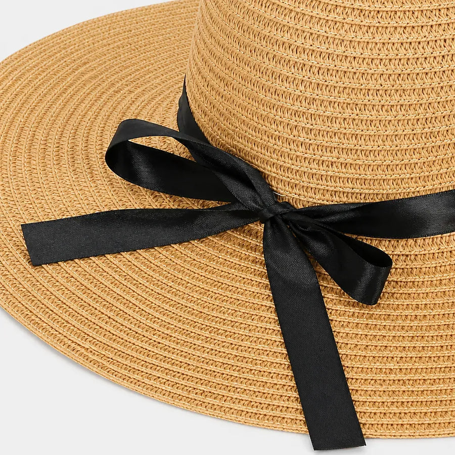 La boîte à chapeaux Chapeau Soleil Femme - Paille Pliable avec Noeud Ete