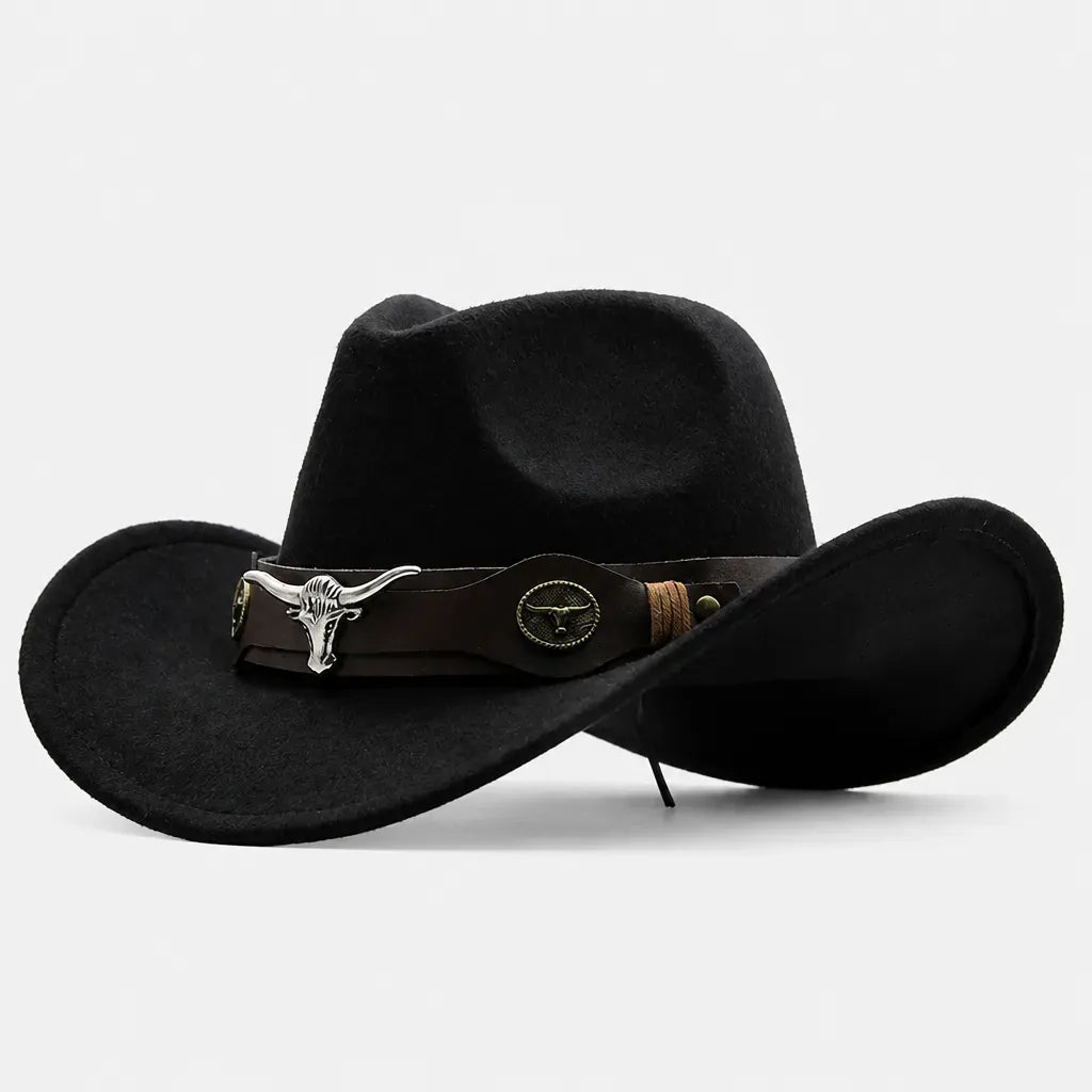 La boîte à chapeaux Chapeau Western Homme - a Ceinture en Cuir et Boucle Longhorn