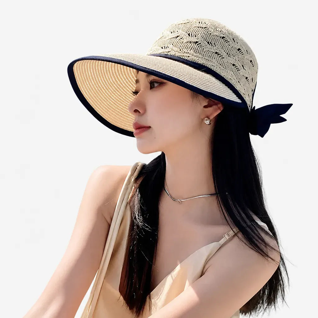 La boîte à chapeaux Chapeaux de Plage pour Femme - Paille Ruban Noeud Ete