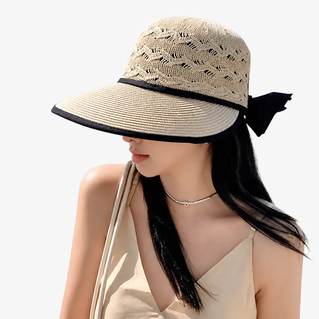 La boîte à chapeaux Chapeaux de Plage pour Femme - Paille Ruban Noeud Ete