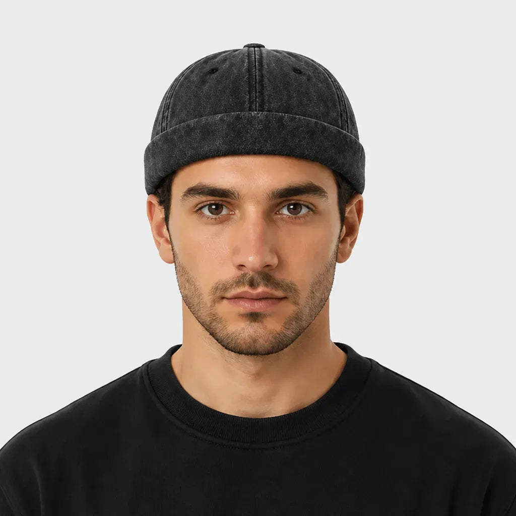 La boîte à chapeaux Docker Casquette - en Denim, Style Marin Ajustable
