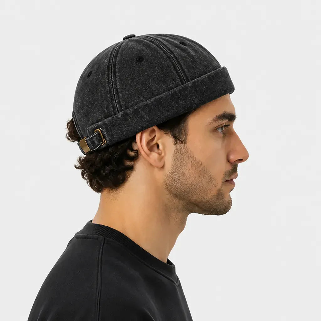 La boîte à chapeaux Docker Casquette - en Denim, Style Marin Ajustable