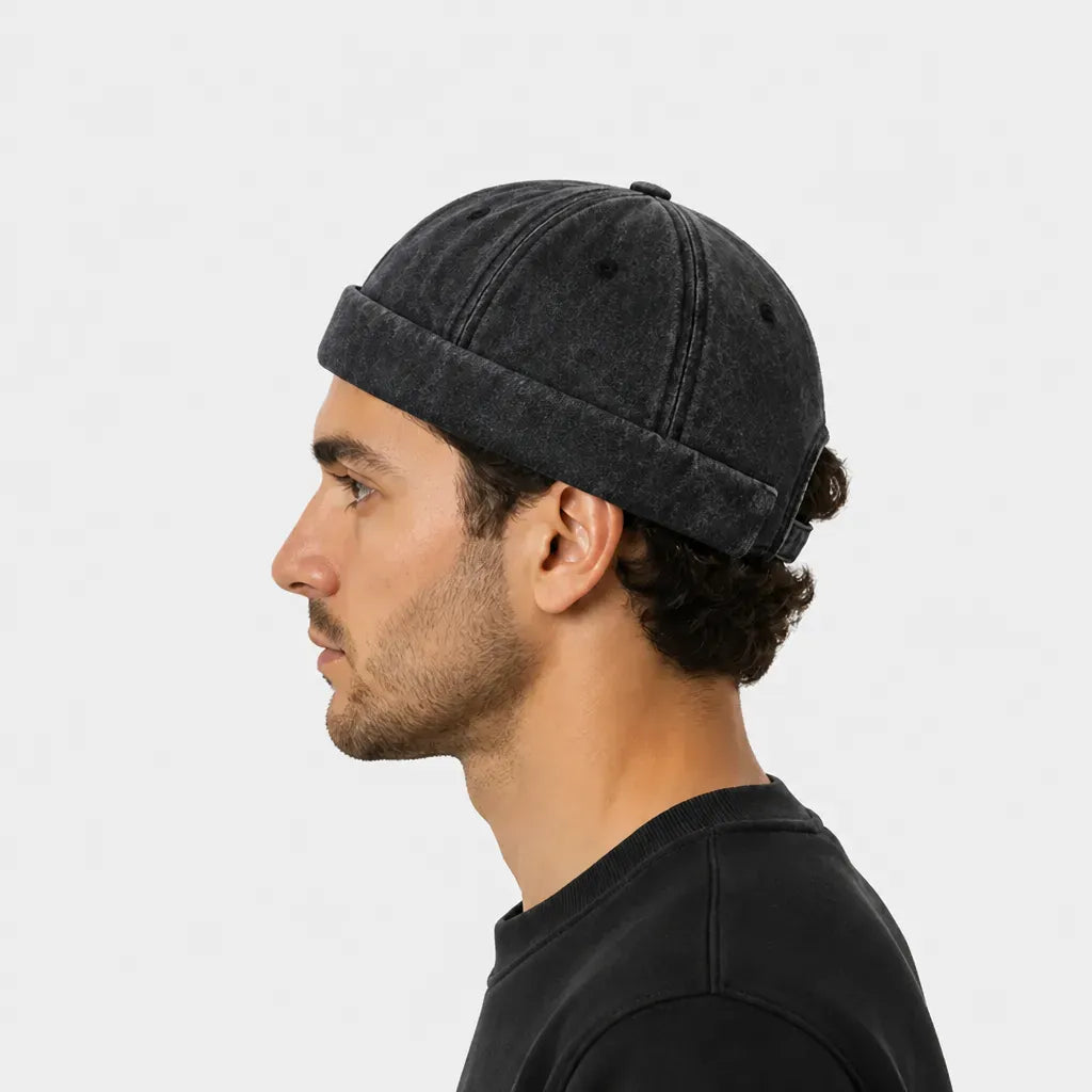 La boîte à chapeaux Docker Casquette - en Denim, Style Marin Ajustable