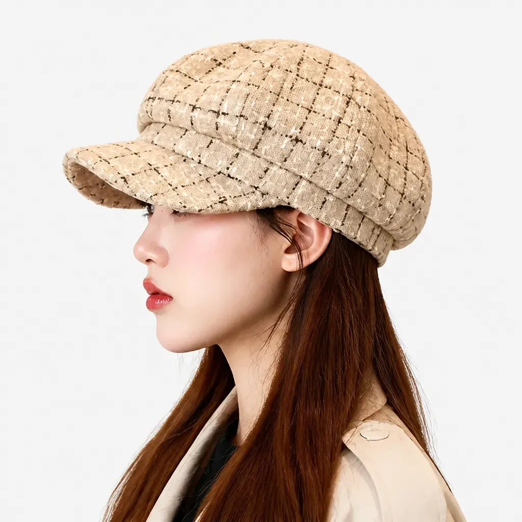 La boîte à chapeaux Gavroche Casquette Femme - Ecossaise Octogonale Retro