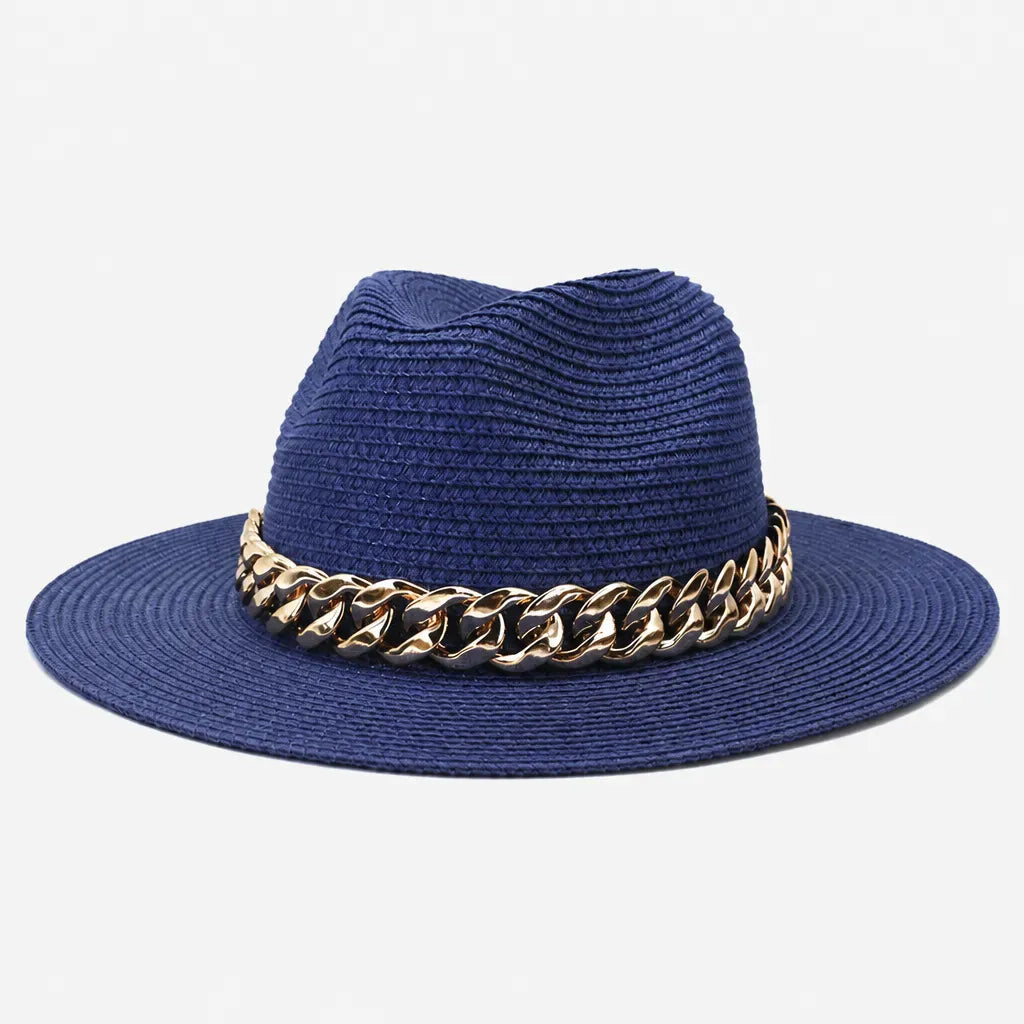 La boîte à chapeaux Grand Chapeau de Plage Femme - Panama Chaine Doree Jazz