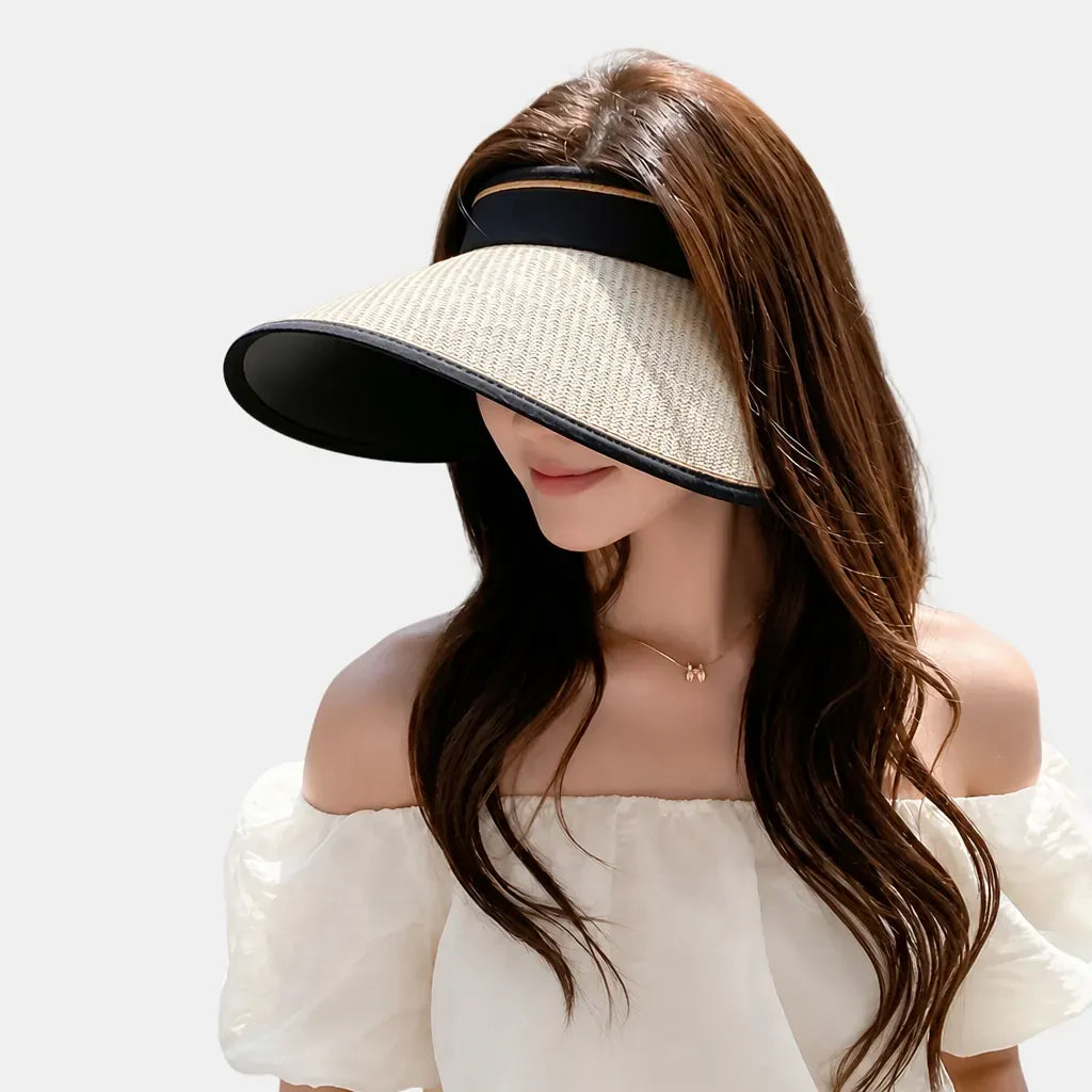 La boîte à chapeaux Visiere Paille Femme - Anti-UV Reglable Sans Calotte