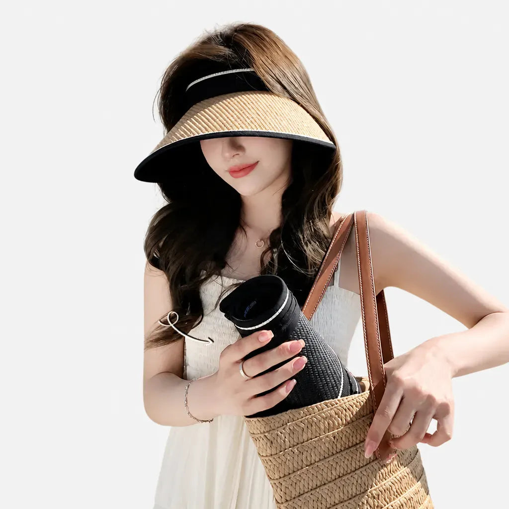 La boîte à chapeaux Visiere Paille Femme - Anti-UV Reglable Sans Calotte