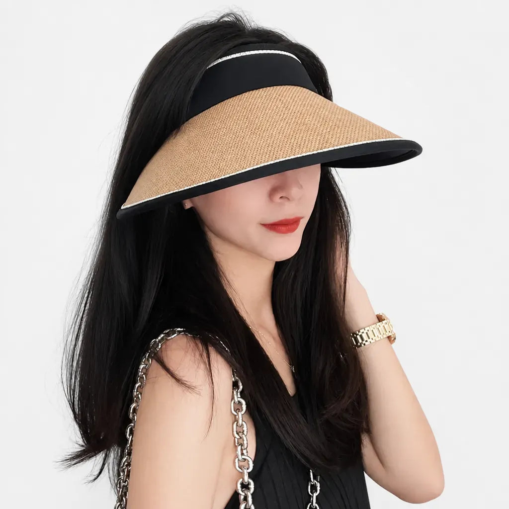 La boîte à chapeaux Visiere Paille Femme - Anti-UV Reglable Sans Calotte