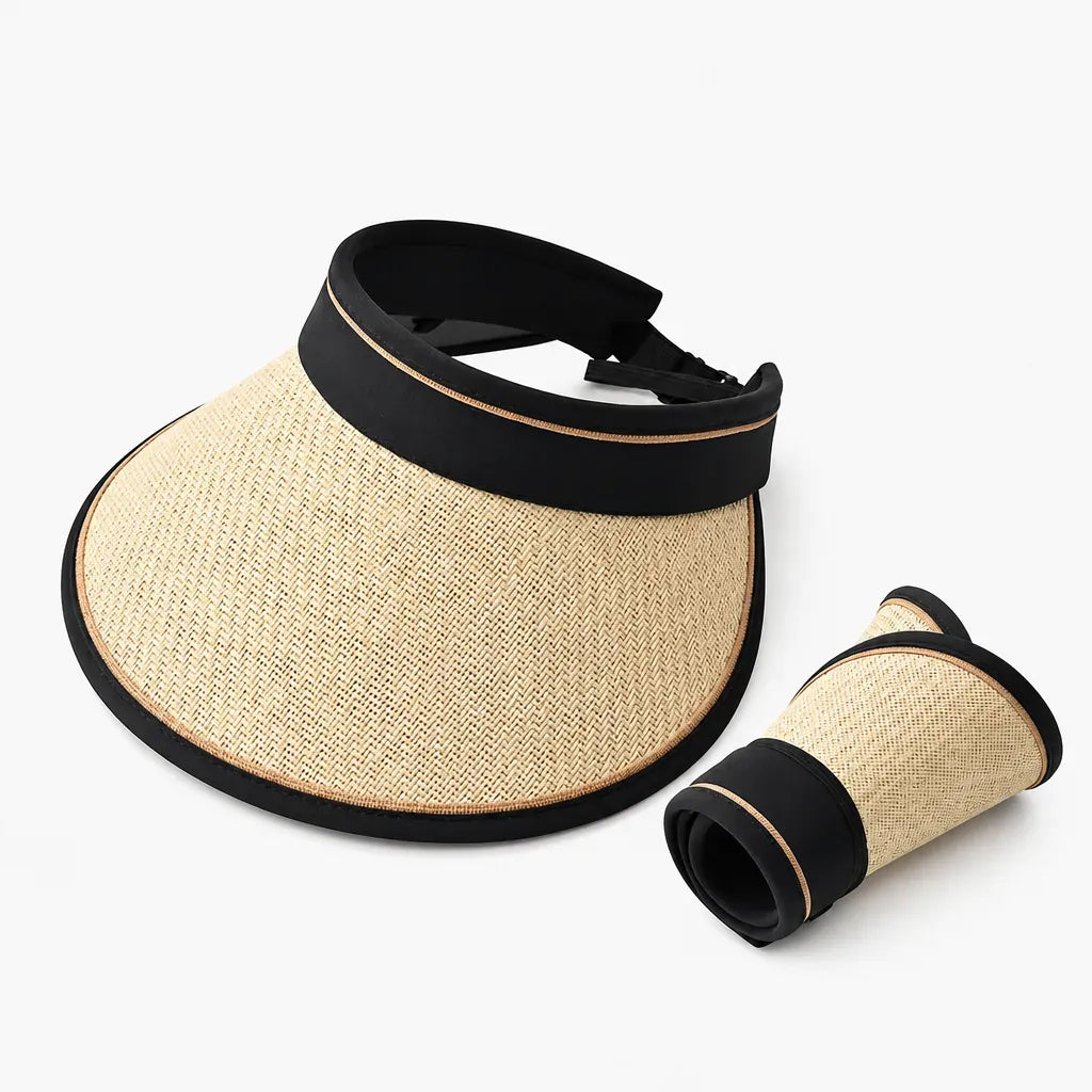 La boîte à chapeaux Visiere Paille Femme - Anti-UV Reglable Sans Calotte