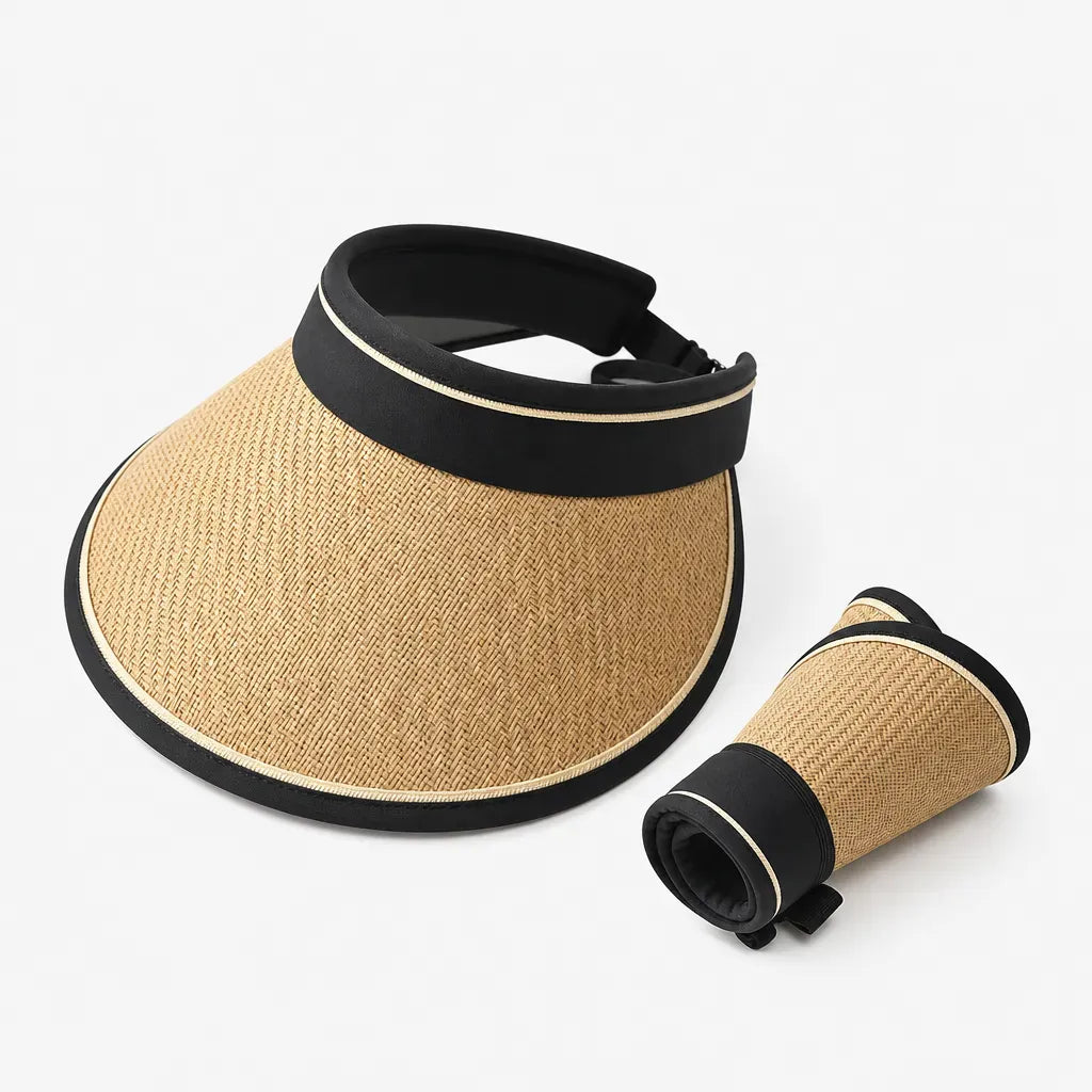 La boîte à chapeaux Visiere Paille Femme - Anti-UV Reglable Sans Calotte