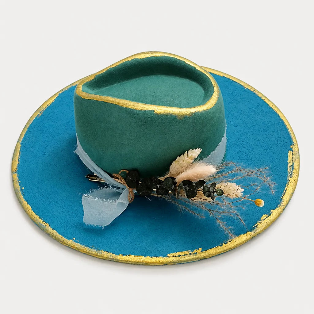 Chapeau Plume - Fedora Large Bord Retro Style Jazz et Western